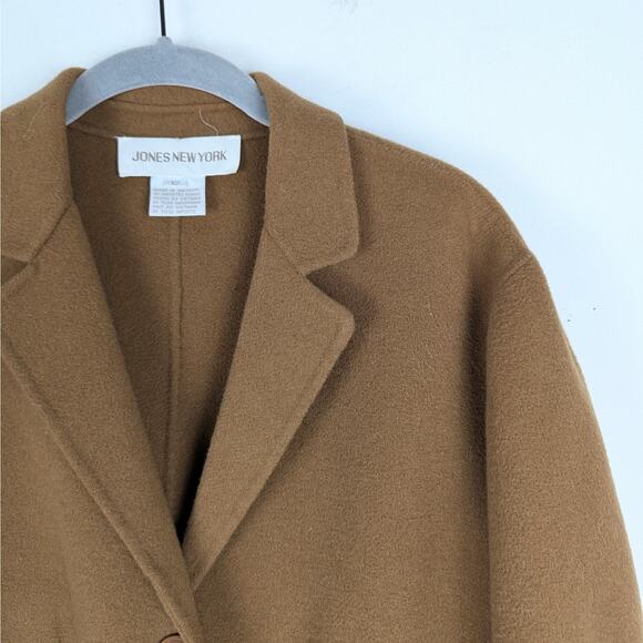 Vtg Womens Jones New‎ York Brown Virgin Wool Angora Rabbit Blend Jacket Size 12 - Picture 2 of 6